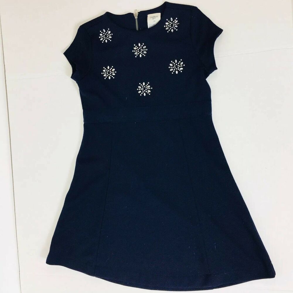 OshKosh Girls Dress Size 6X Navy Blue Snow Flake